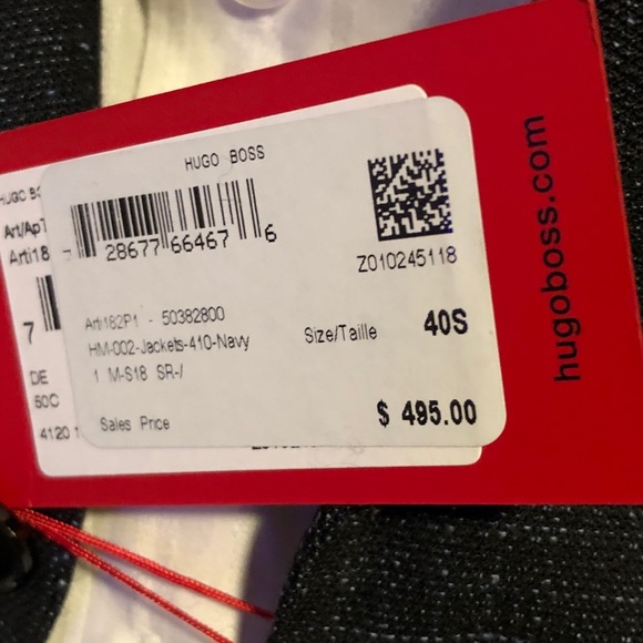 NWT Men’s Hugo Boss Sports Jacket, Size 40S - Picture 5 of 5